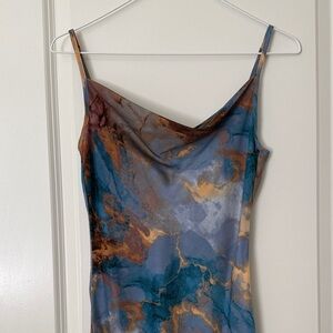 Vibrant Strapless Marble Print Dress
